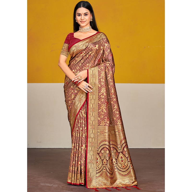 Multicolor Satin Silk Saree With Blouse Piece - JD986607529