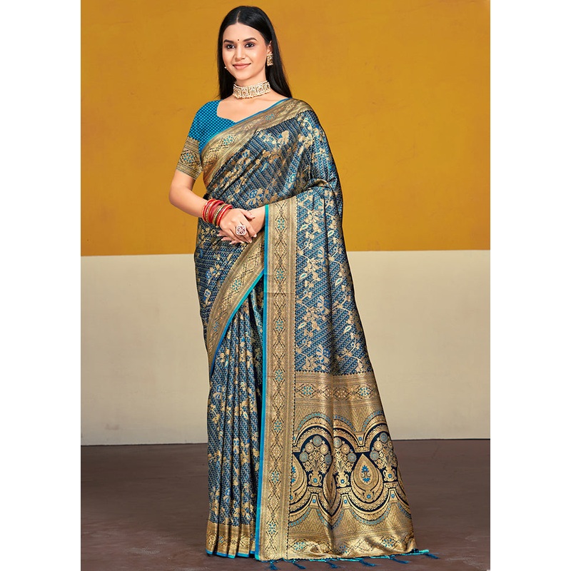 Multicolor Satin Silk Saree With Blouse Piece - JD986607534
