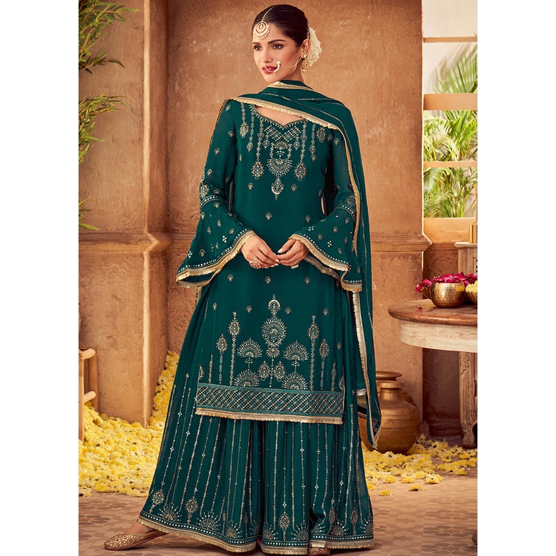 3 Pc Green Unstitched Silk Suit Set - JD986607163