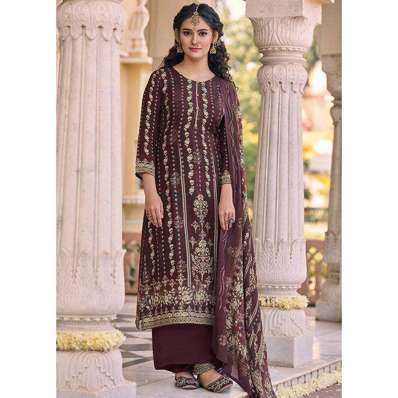 3 Pc Multicolor Unstitched Silk Suit Set - JD986607256