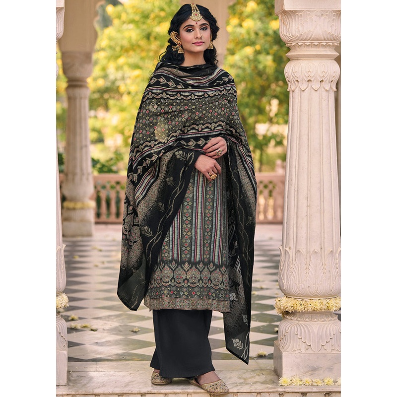 3 Pc Multicolor Unstitched Silk Suit Set - JD986607257