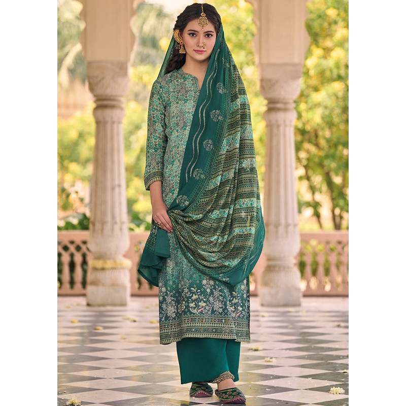 3 Pc Multicolor Unstitched Silk Suit Set - JD986607258