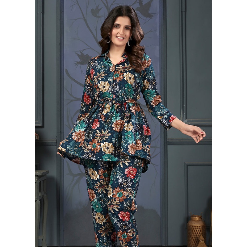 2 Pc Multicolor Readymade Rayon Coord Set - JD986606976