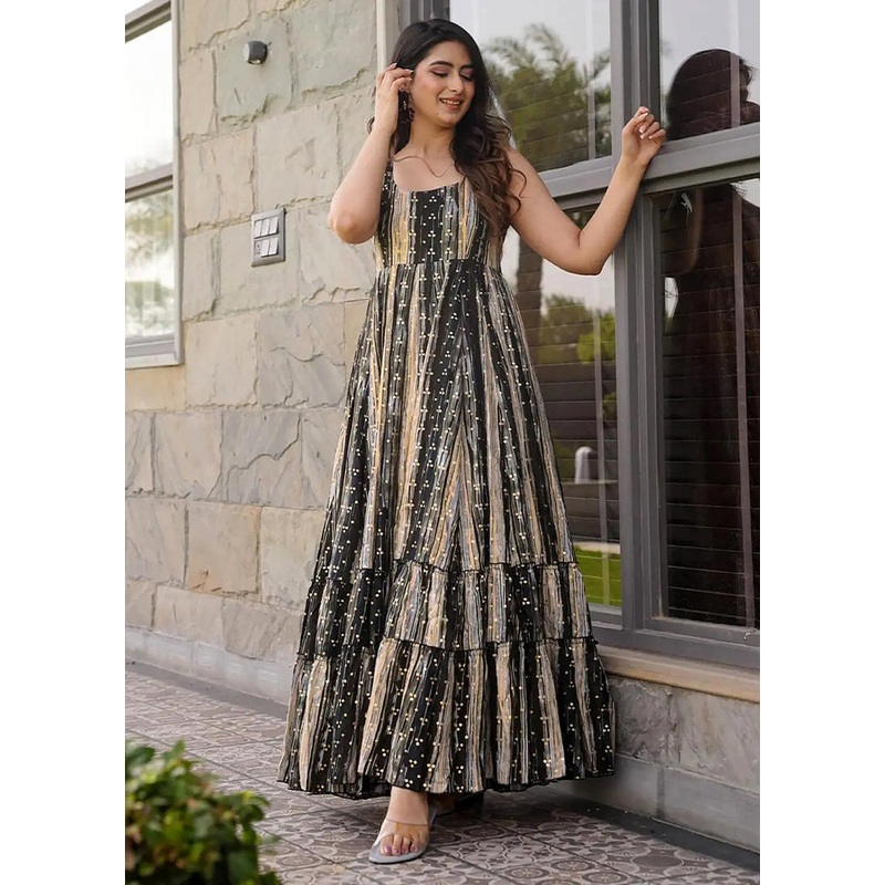 Grey Readymade Rayon Long Gown - JD986606965