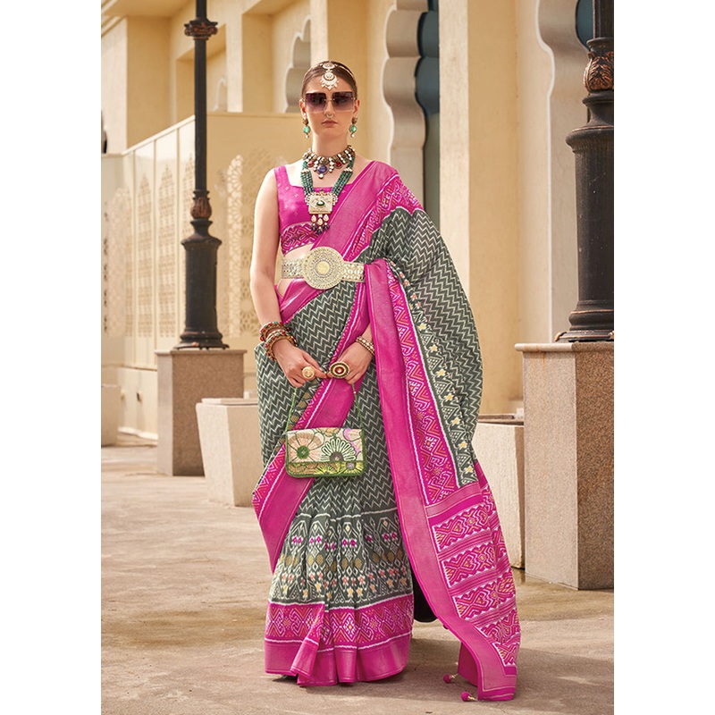 Grey Spun Silk Saree With Blouse Piece - JD986607014