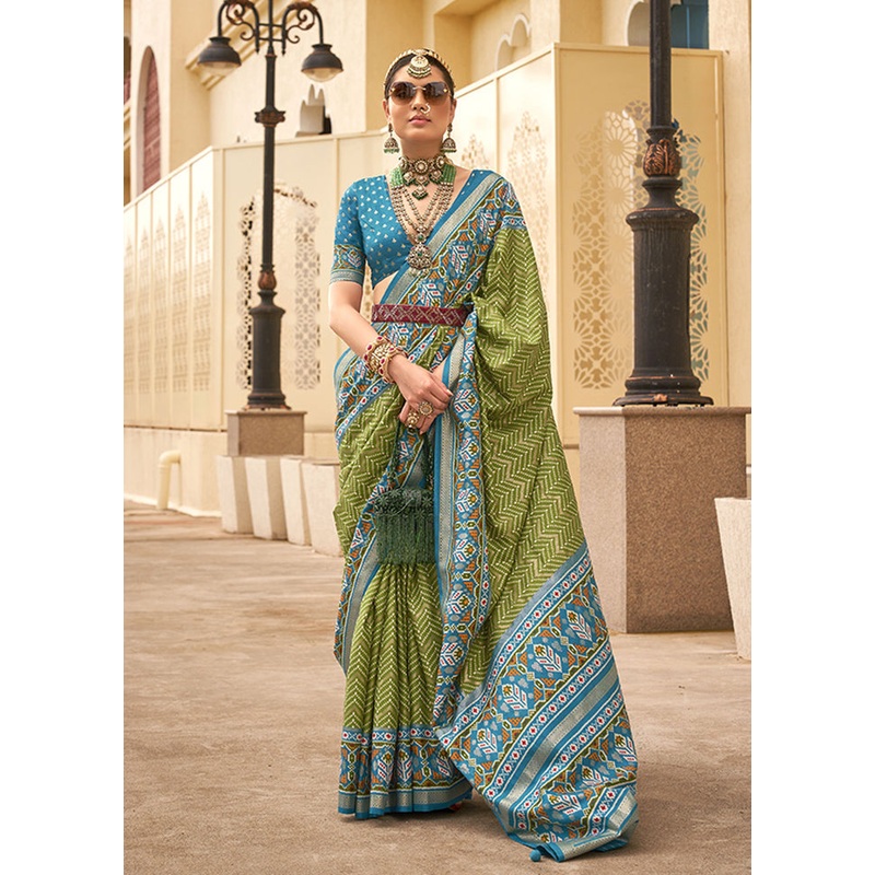 Mehendi Spun Silk Saree With Blouse Piece - JD986607009