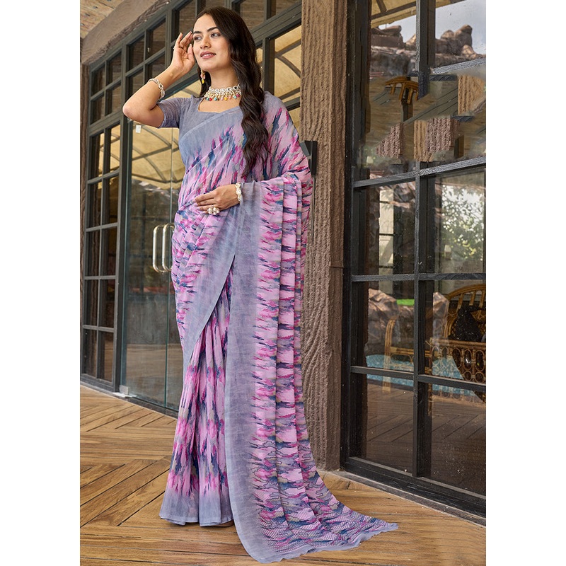 Multicolor Georgette Saree With Blouse Piece - JD986606929