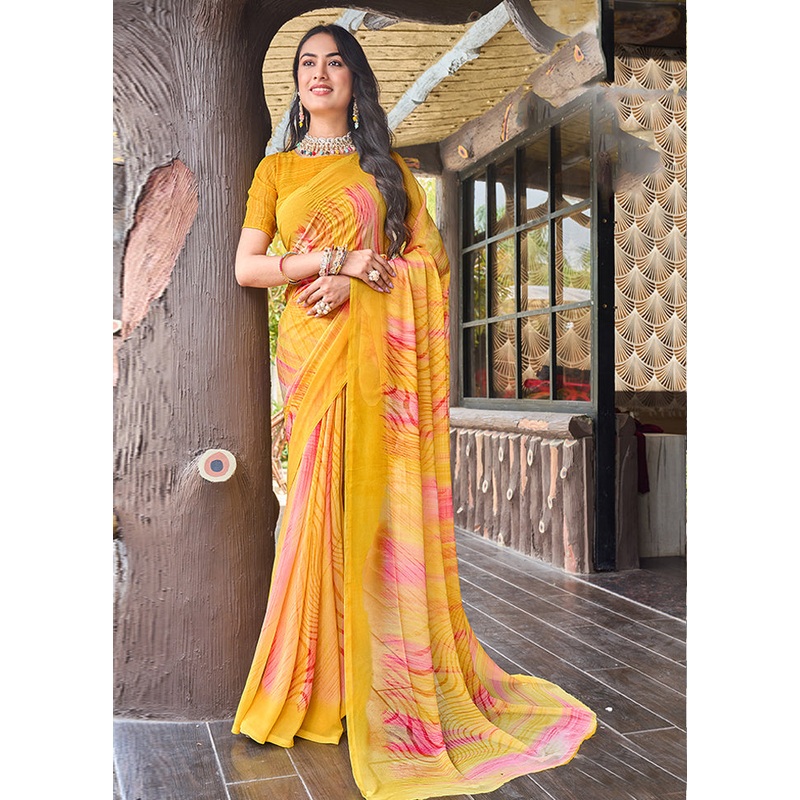 Multicolor Georgette Saree With Blouse Piece - JD986606930