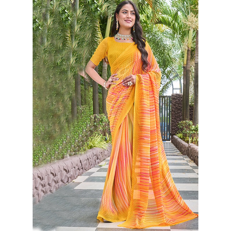 Multicolor Georgette Saree With Blouse Piece - JD986606934
