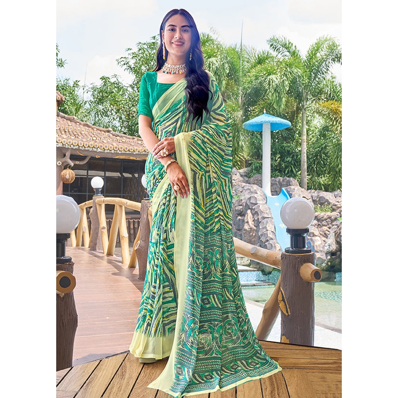 Multicolor Georgette Saree With Blouse Piece - JD986606935