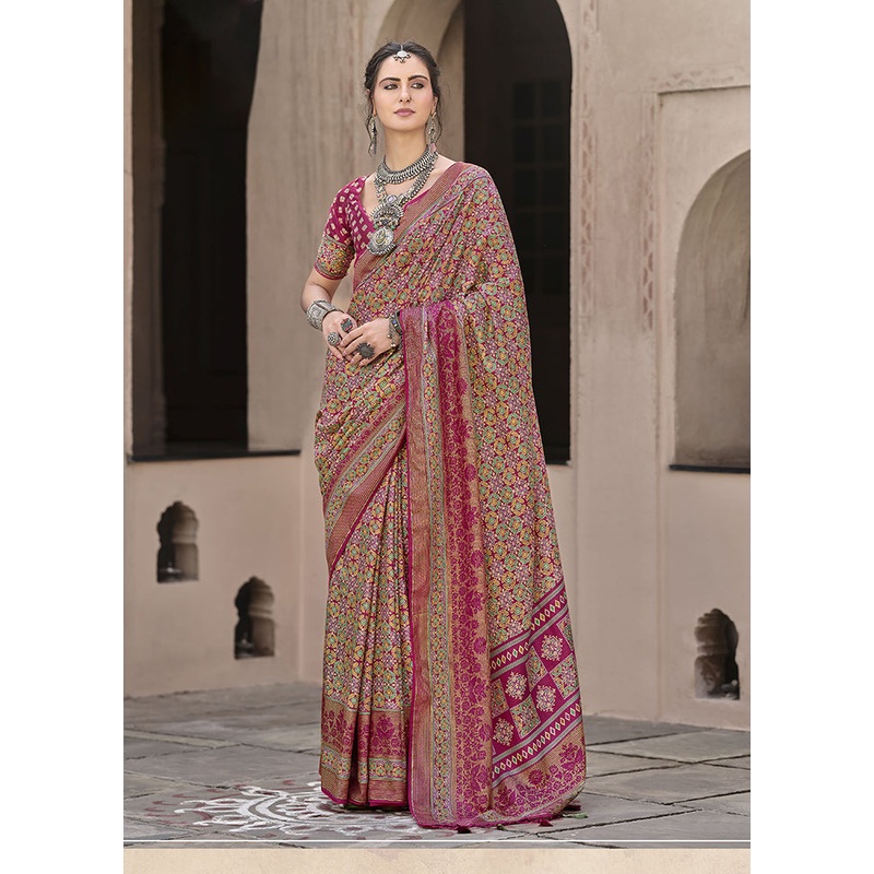 Pink Spun Silk Saree With Blouse Piece - JD986606998