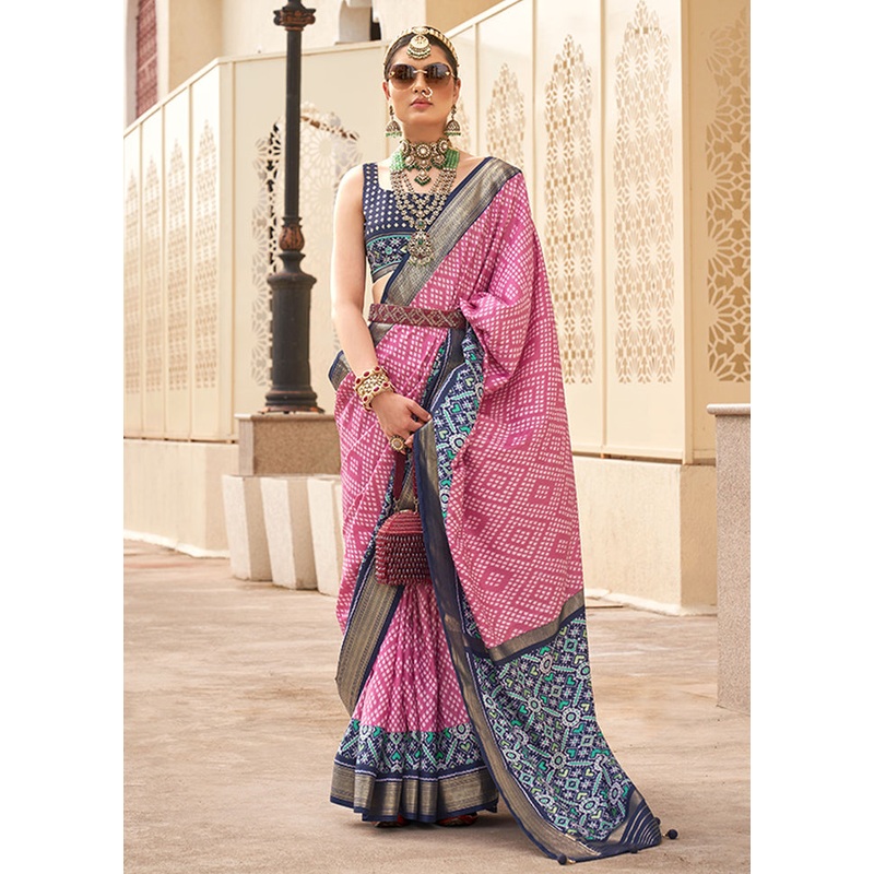 Pink Spun Silk Saree With Blouse Piece - JD986607000