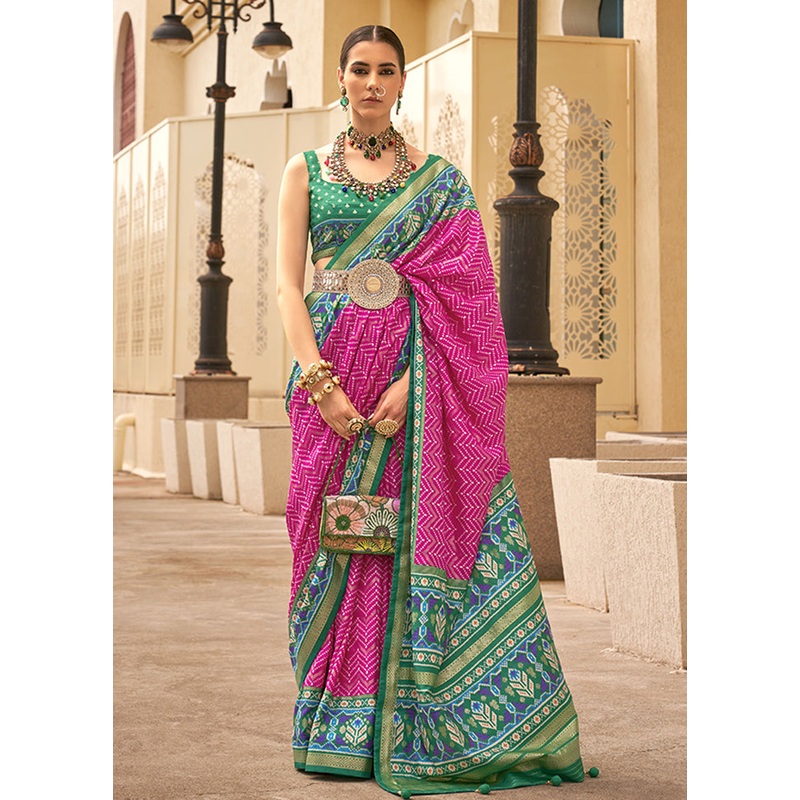 Pink Spun Silk Saree With Blouse Piece - JD986607001