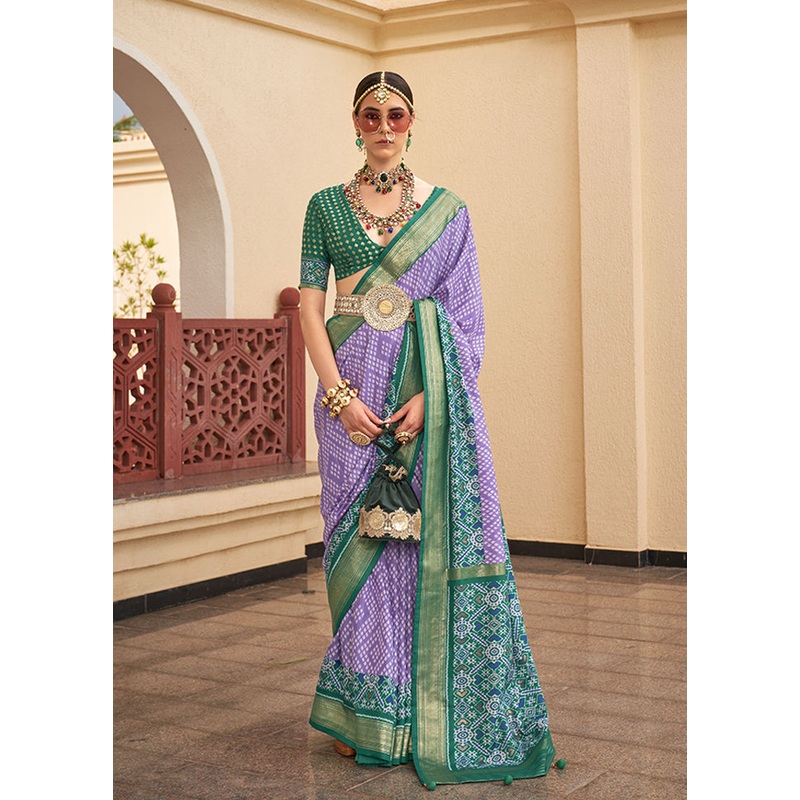 Purple Spun Silk Saree With Blouse Piece - JD986606992