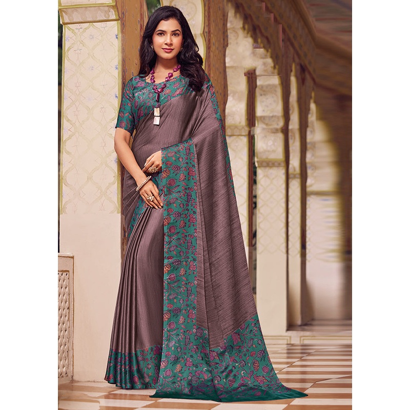 Brown Chiffon Silk Saree With Blouse Piece - JD986606735