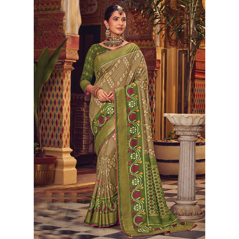 Grey Spun Silk Saree With Blouse Piece - JD986606720