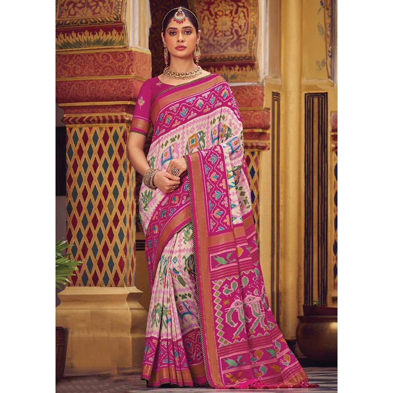Multicolor Spun Silk Saree With Blouse Piece - JD986606712