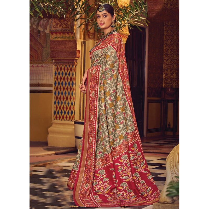 Multicolor Spun Silk Saree With Blouse Piece - JD986606714