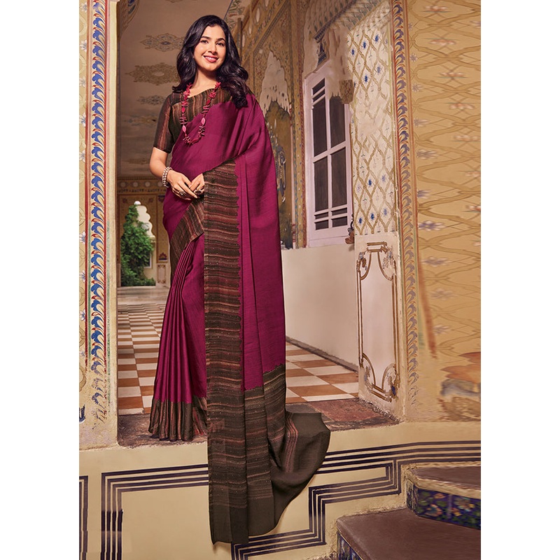 Pink Chiffon Silk Saree With Blouse Piece - JD986606696