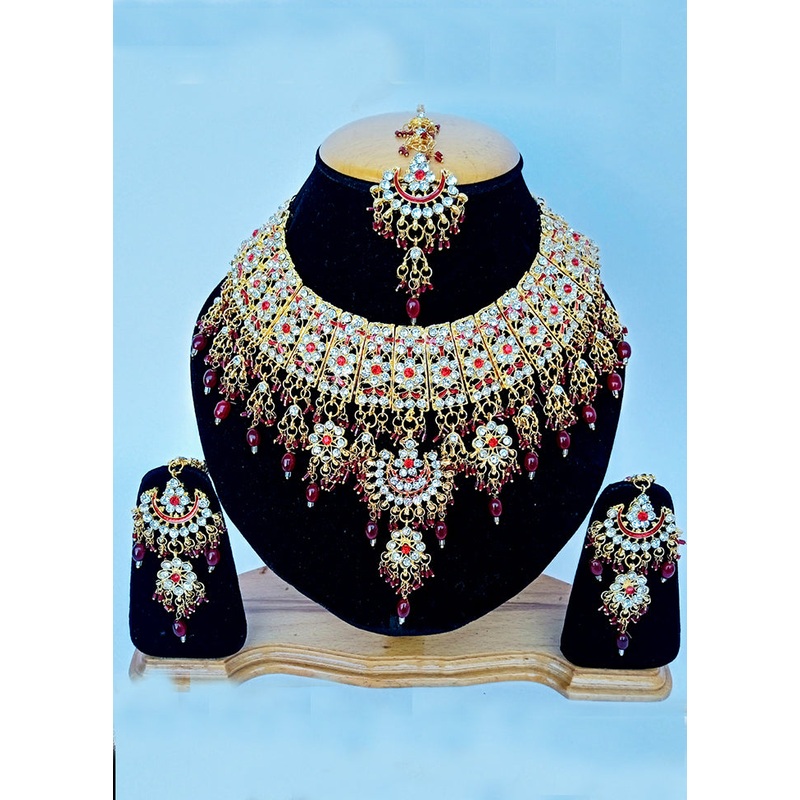 Purple Alloy Cz Stone Jewellery Set - JD986606841