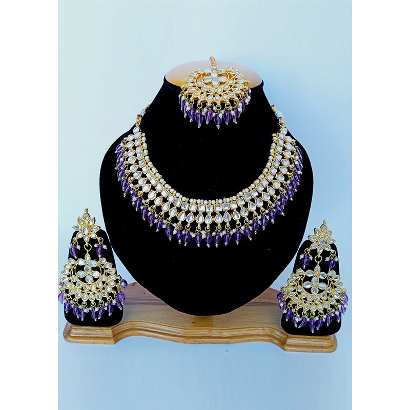 Purple Alloy Cz Stone Jewellery Set - JD986606842