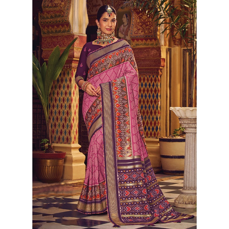 Purple Spun Silk Saree With Blouse Piece - JD986606694