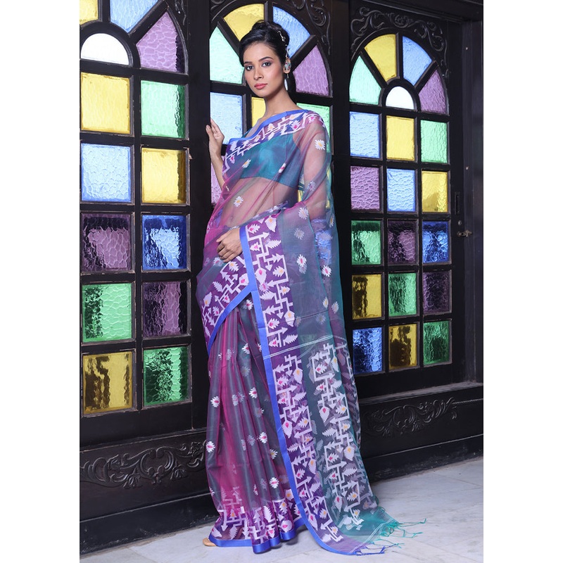 Grey Spun Silk Saree With Blouse Piece - JD986606611