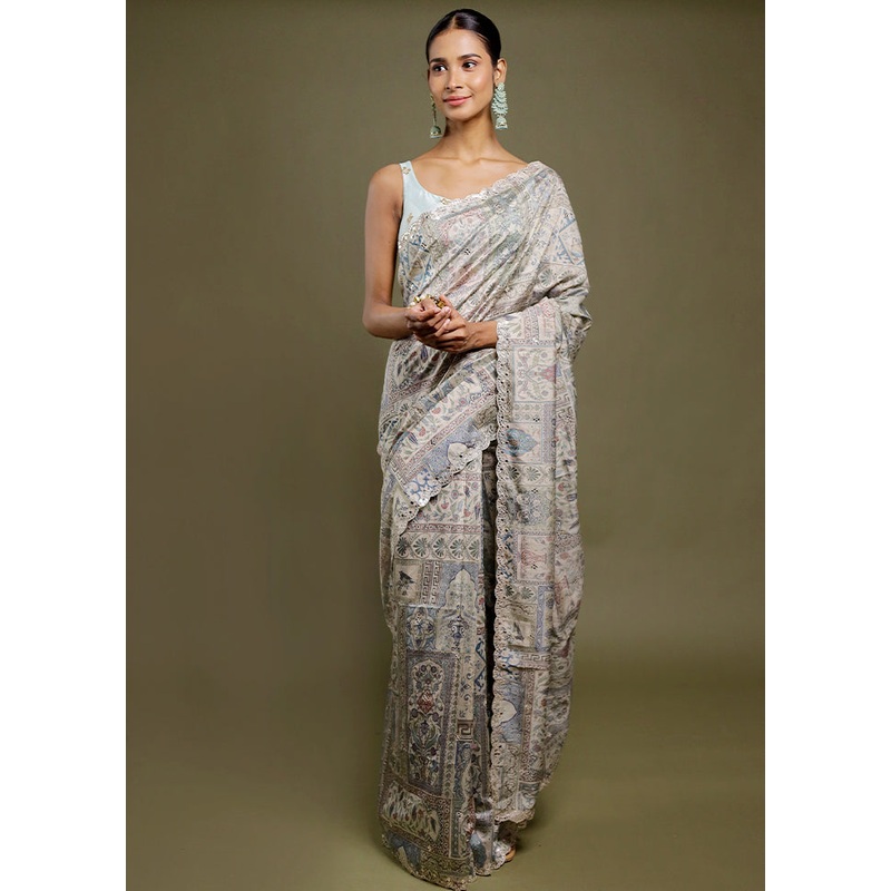 Cream Handloom Tussar Pure Silk Saree With Blouse Piece - JD986606395