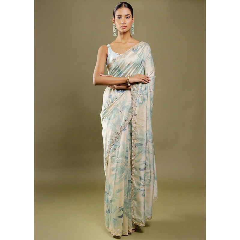 Cream Handloom Tussar Pure Silk Saree With Blouse Piece - JD986606396