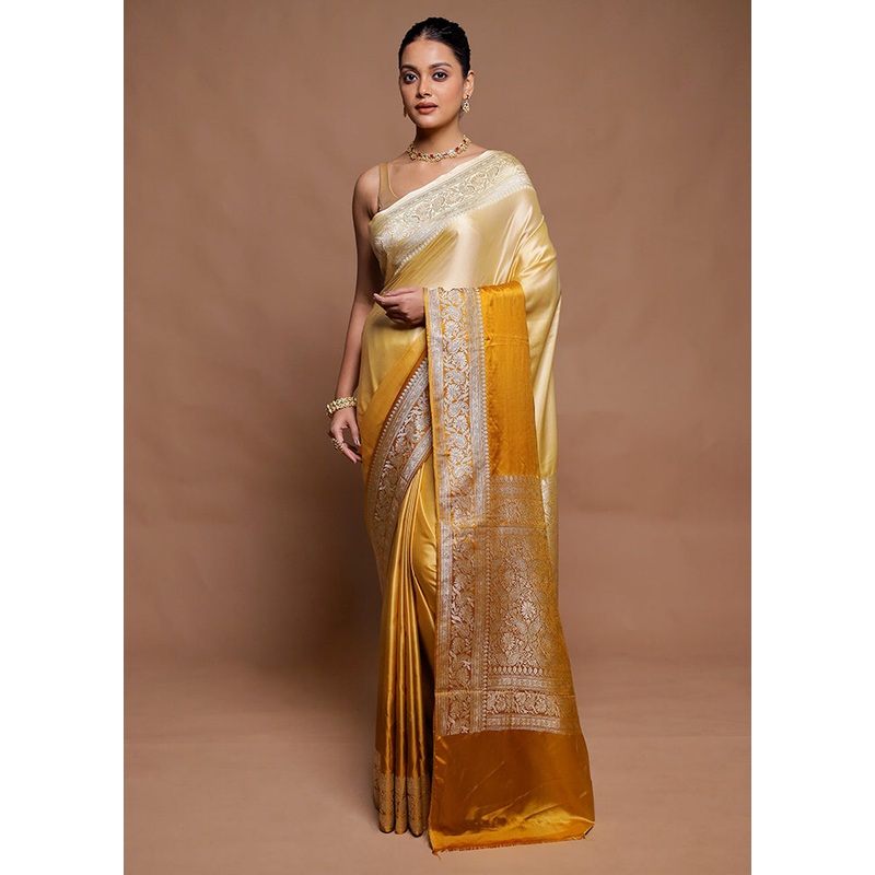 Mustard Handloom Katan Pure Silk Saree With Blouse Piece - JD986606448