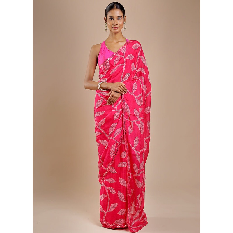 Pink Handloom Chiffon Pure Silk Saree With Blouse Piece - JD986606385