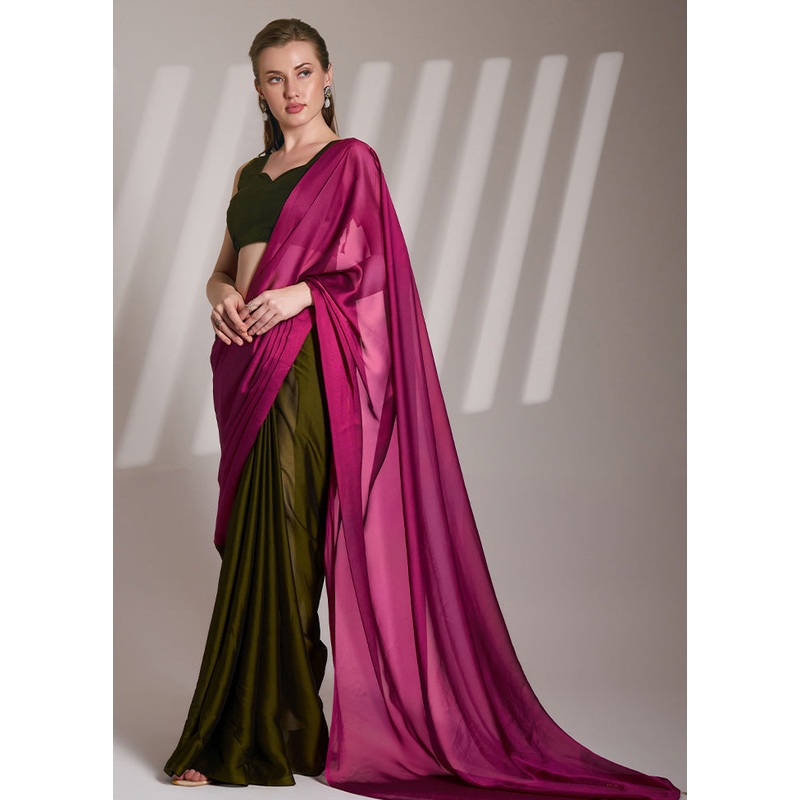 Pink Satin Silk Saree With Blouse Piece - JD986606416