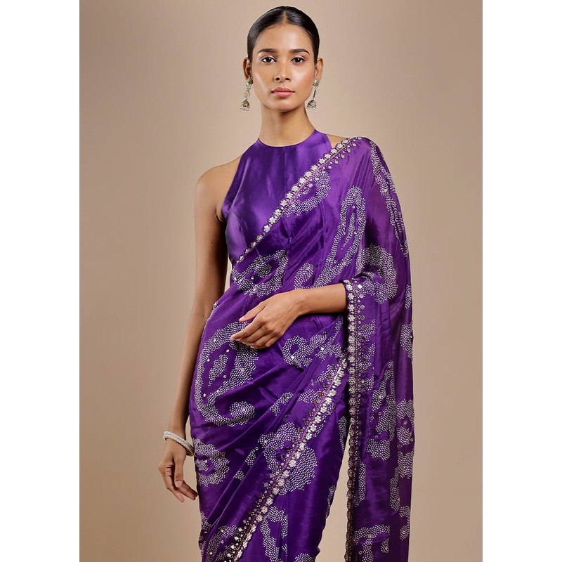 Purple Handloom Chiffon Pure Silk Saree With Blouse Piece - JD986606378