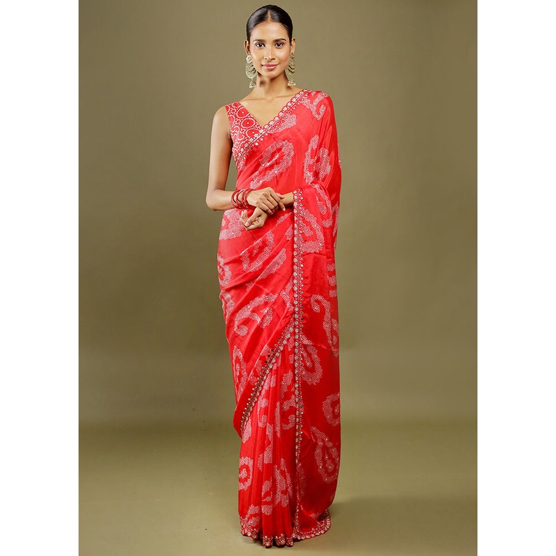 Red Handloom Chiffon Pure Silk Saree With Blouse Piece - JD986606374