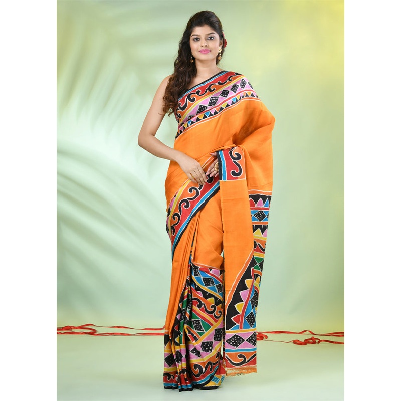 Yellow Dupion Pure Silk Saree With Blouse Piece - JD986606293