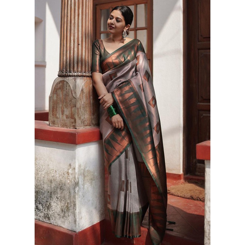 Multicolor Banarasi Silk Saree With Blouse Piece - JD986606169