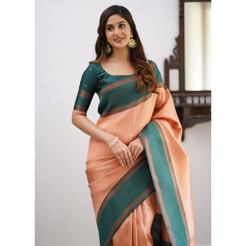 Multicolor Banarasi Silk Saree With Blouse Piece - JD986606170