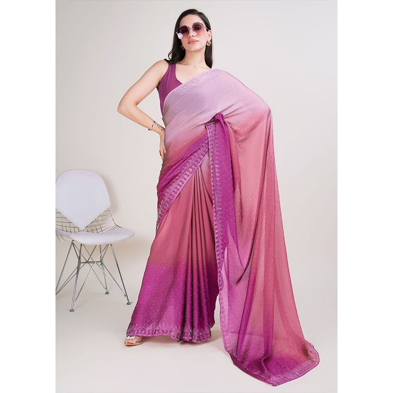 Multicolor Spun Silk Saree With Blouse Piece - JD986606161