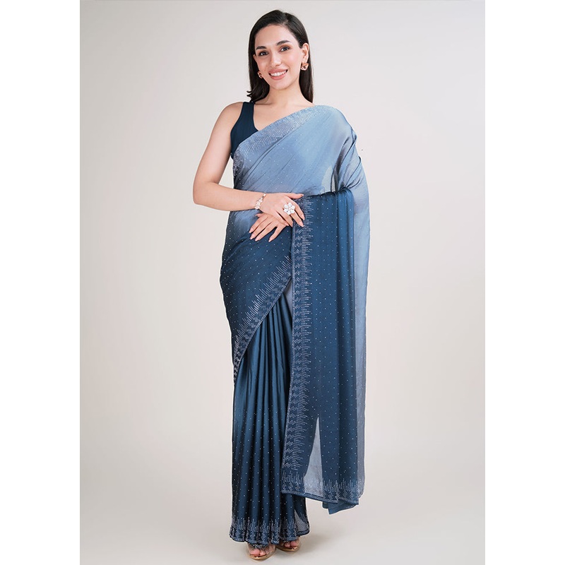 Multicolor Spun Silk Saree With Blouse Piece - JD986606162