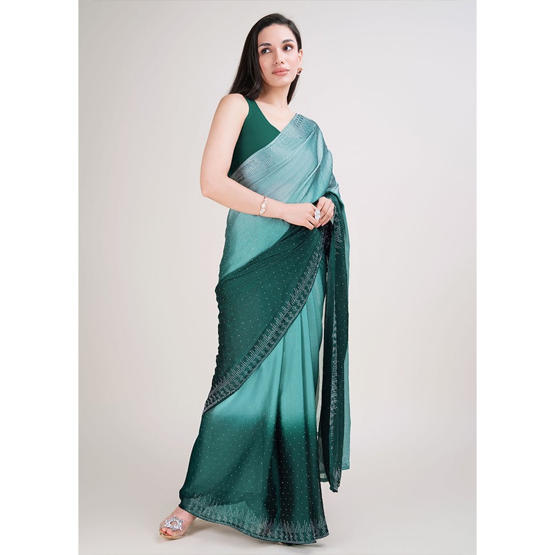 Multicolor Spun Silk Saree With Blouse Piece - JD986606163