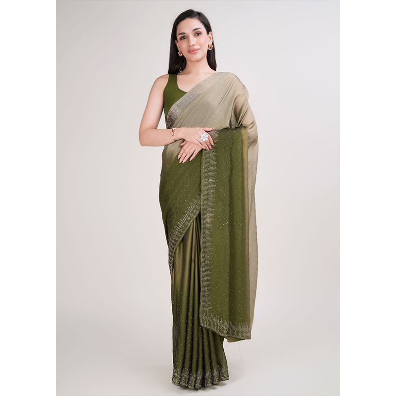 Multicolor Spun Silk Saree With Blouse Piece - JD986606164