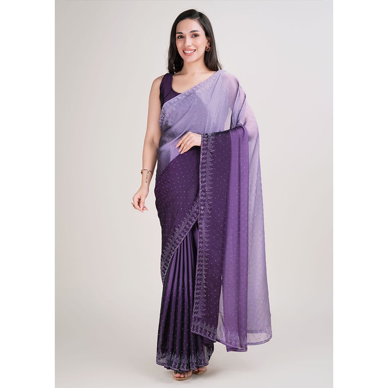 Multicolor Spun Silk Saree With Blouse Piece - JD986606165