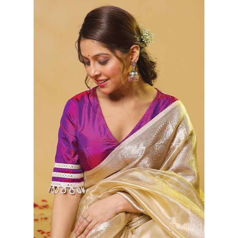 Purple Pure Silk Designer Blouse - JD986606233