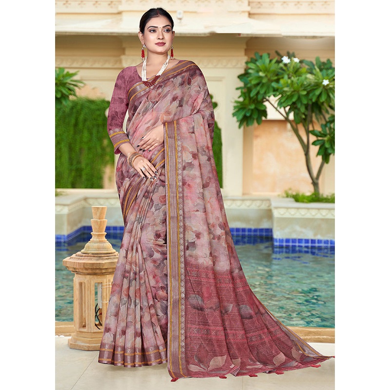 Brown Chanderi Silk Saree With Blouse Piece - JD986606030