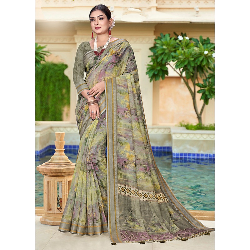 Green Chanderi Silk Saree With Blouse Piece - JD986606024