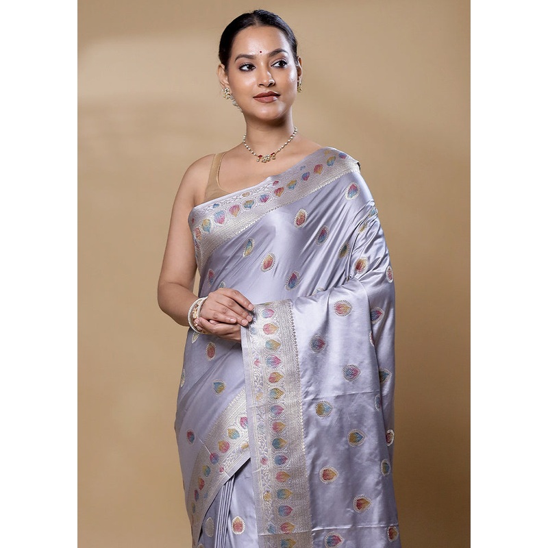 Purple Dupion Silk Saree With Blouse Piece - JD986606042