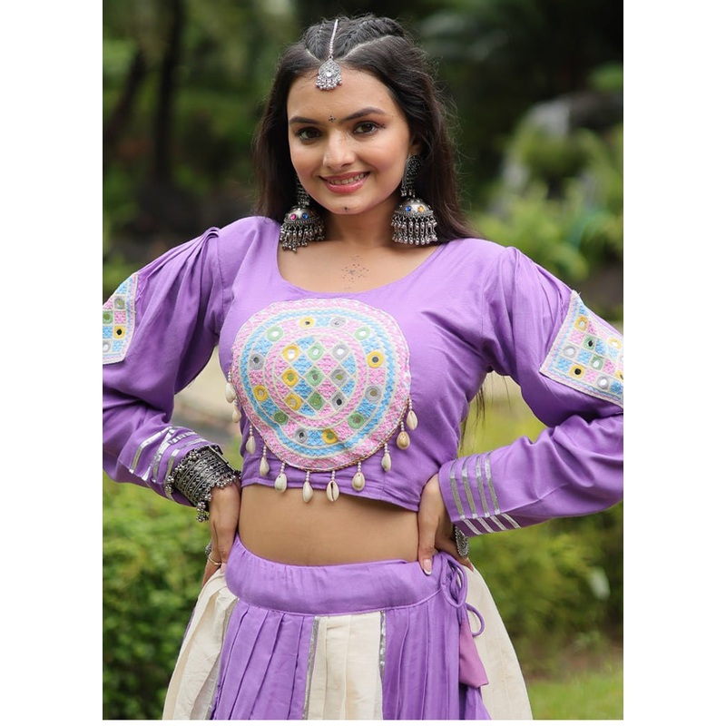 Purple Rayon Readymade Lehenga Set - JD986605931
