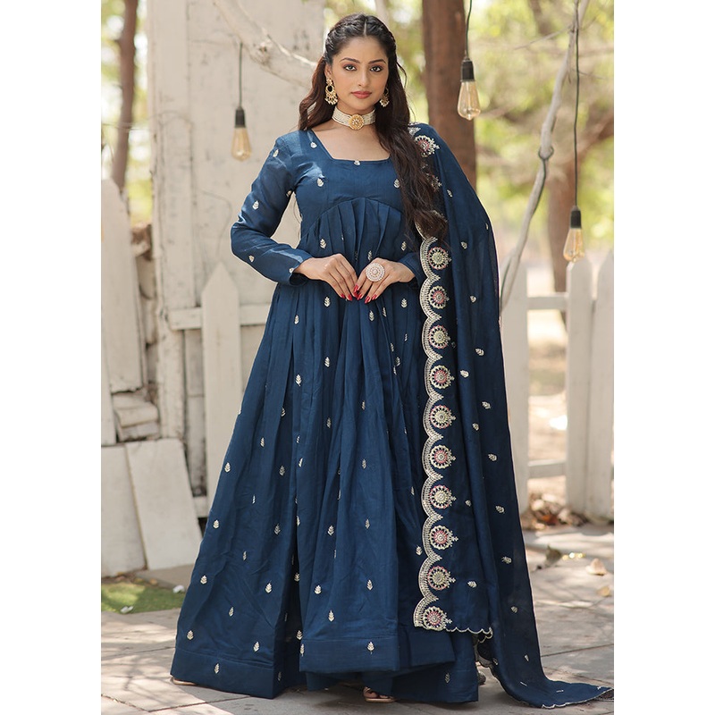 Rama Pure Readymade Silk Dupatta Indian Dress - JD986606080