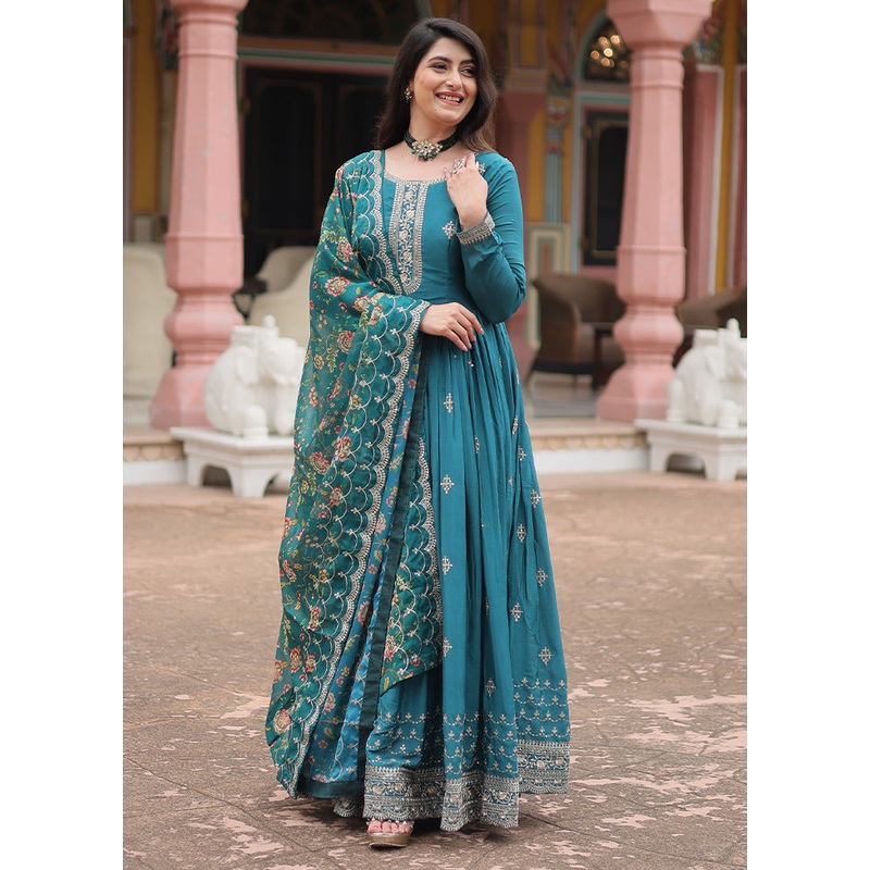 Rama Readymade Silk Dupatta Indian Dress - JD986606079