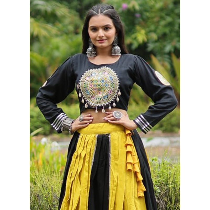 Yellow Rayon Readymade Lehenga Set - JD986605932